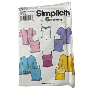Y2K Simplicity 9264 Sewing Pattern Knit Cardigan and Tops Size RR 14-20 UNCUT